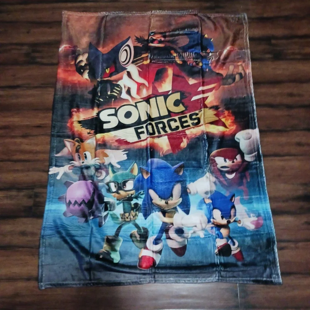 Sonic Forces Fleece Throw Blanket 50x40 Sonic Tails Knuckles Sega Gaming Decor